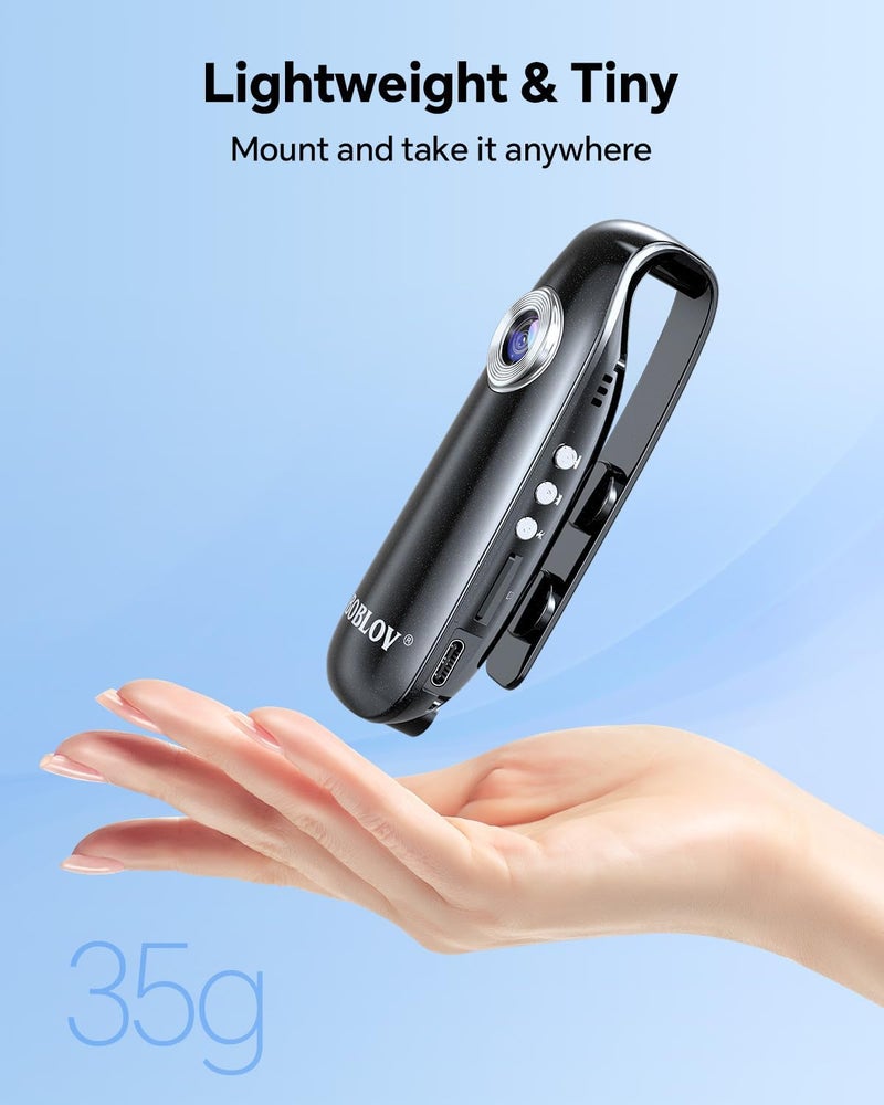 BOBLOV Mini Body Camera with Video: 128GB 007 Pocket Tiny Body Cams with Back Clip,1080P Small Wearable Camera with Audio Recording -User Friendly for Bike/Pet/Home/Proof - Image 2